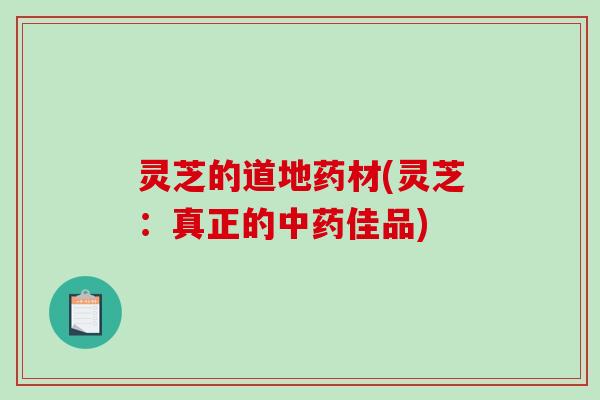 灵芝的道地药材(灵芝：真正的佳品)