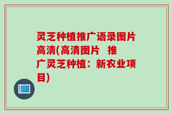 灵芝种植推广语录图片高清(高清图片  推广灵芝种植：新农业项目)