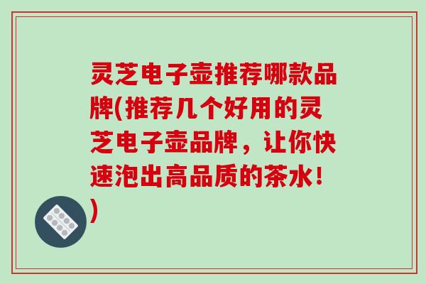 灵芝电子壶推荐哪款品牌(推荐几个好用的灵芝电子壶品牌，让你快速泡出高品质的茶水！)