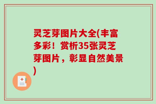 灵芝芽图片大全(丰富多彩！赏析35张灵芝芽图片，彰显自然美景)