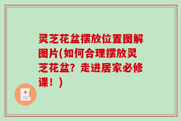 灵芝花盆摆放位置图解图片(如何合理摆放灵芝花盆？走进居家必修课！)