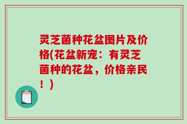 灵芝菌种花盆图片及价格(花盆新宠：有灵芝菌种的花盆，价格亲民！)