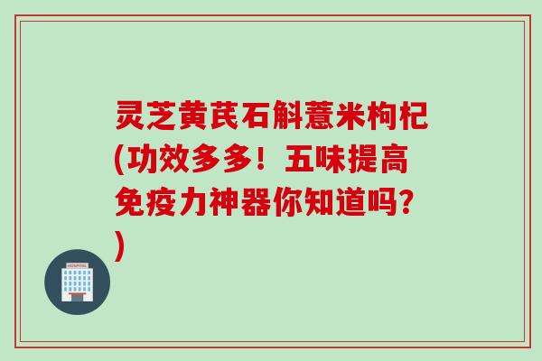 灵芝黄芪石斛薏米枸杞(功效多多！五味提高免疫力神器你知道吗？)