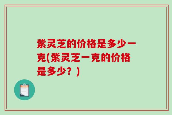 紫灵芝的价格是多少一克(紫灵芝一克的价格是多少？)