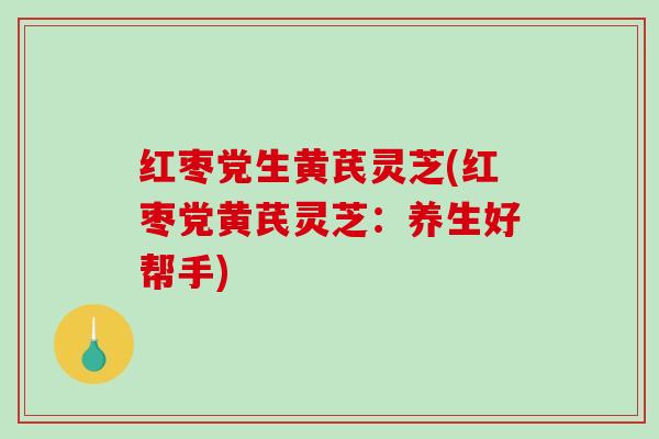 红枣党生黄芪灵芝(红枣党黄芪灵芝：养生好帮手)