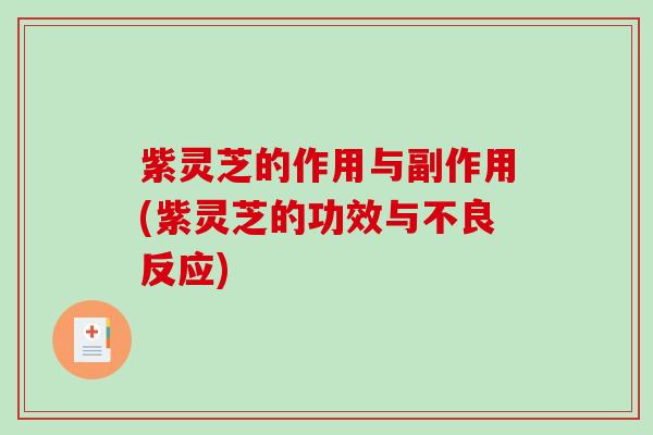 紫灵芝的作用与副作用(紫灵芝的功效与不良反应) 紫灵芝的作用与副作用(紫灵芝的功效与不良反应)
