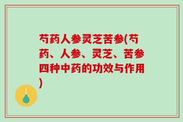 芍药人参灵芝苦参(芍药、人参、灵芝、苦参四种中药的功效与作用)