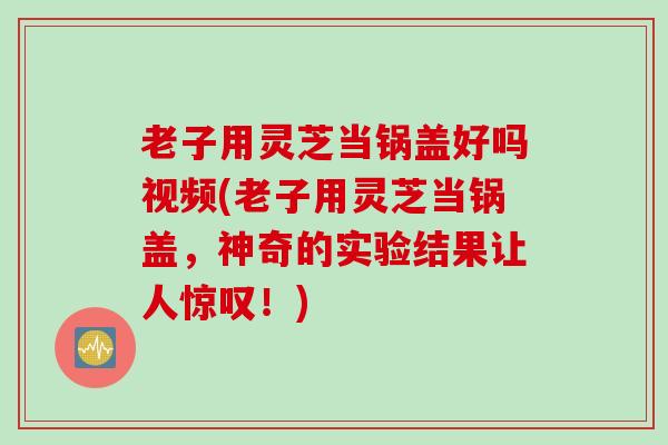 老子用灵芝当锅盖好吗视频(老子用灵芝当锅盖，神奇的实验结果让人惊叹！)