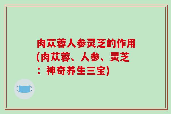 肉苁蓉人参灵芝的作用(肉苁蓉、人参、灵芝：神奇养生三宝)