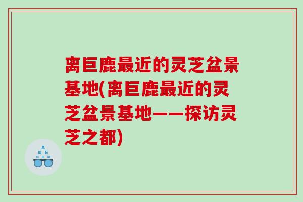 离巨鹿最近的灵芝盆景基地(离巨鹿最近的灵芝盆景基地——探访灵芝之都)