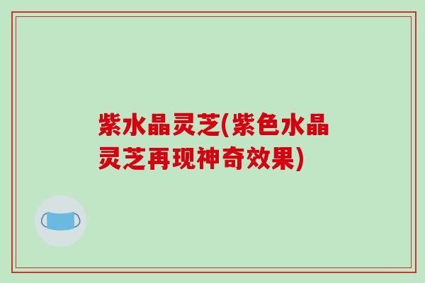 紫水晶灵芝(紫色水晶灵芝再现神奇效果)