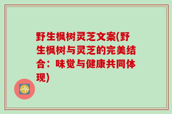 野生枫树灵芝文案(野生枫树与灵芝的完美结合：味觉与健康共同体现)
