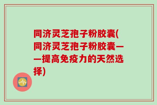 同济灵芝孢子粉胶囊(同济灵芝孢子粉胶囊——提高免疫力的天然选择)
