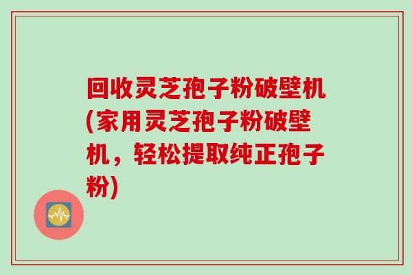 回收灵芝孢子粉破壁机(家用灵芝孢子粉破壁机，轻松提取纯正孢子粉)