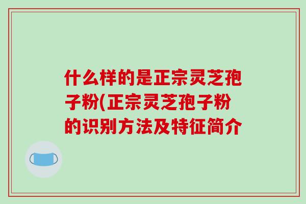 什么样的是正宗灵芝孢子粉(正宗灵芝孢子粉的识别方法及特征简介