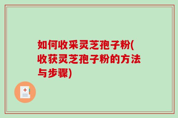 如何收采灵芝孢子粉(收获灵芝孢子粉的方法与步骤)
