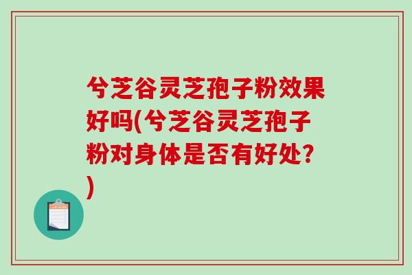 兮芝谷灵芝孢子粉效果好吗(兮芝谷灵芝孢子粉对身体是否有好处？)