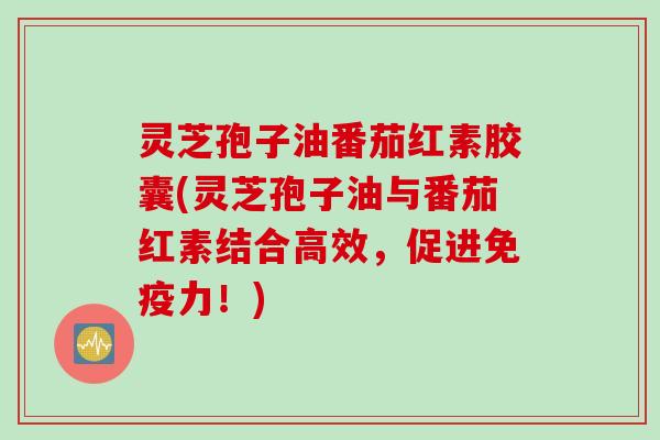 灵芝孢子油番茄红素胶囊(灵芝孢子油与番茄红素结合高效,促进免疫力!) 灵芝孢子油番茄红素胶囊(灵芝孢子油与番茄红素结合高效,促进免疫力!)