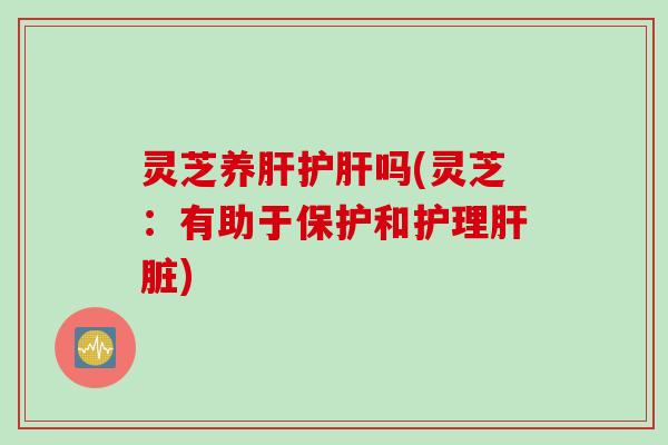 灵芝养肝护肝吗(灵芝：有助于保护和护理肝脏)