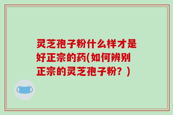 灵芝孢子粉什么样才是好正宗的药(如何辨别正宗的灵芝孢子粉？)