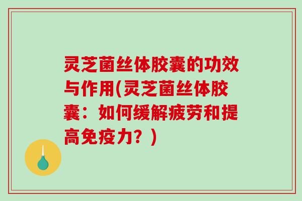 灵芝菌丝体胶囊的功效与作用(灵芝菌丝体胶囊：如何缓解疲劳和提高免疫力？)