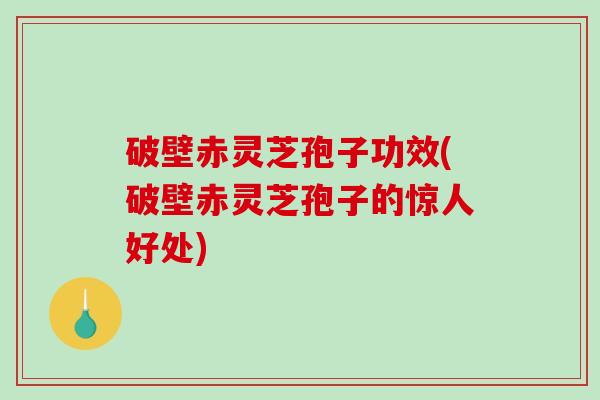 破壁赤灵芝孢子功效(破壁赤灵芝孢子的惊人好处)
