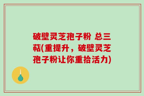 破壁灵芝孢子粉 总三萜(重提升，破壁灵芝孢子粉让你重拾活力)