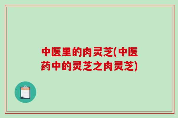 中医里的肉灵芝(中医药中的灵芝之肉灵芝)