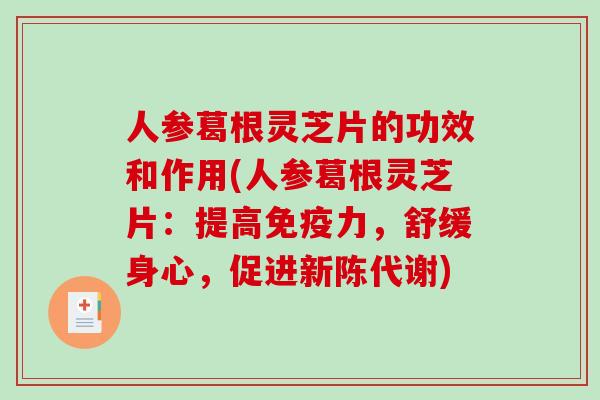人参葛根灵芝片的功效和作用(人参葛根灵芝片：提高免疫力，舒缓身心，促进新陈代谢)