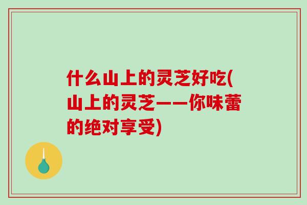 什么山上的灵芝好吃(山上的灵芝——你味蕾的绝对享受)