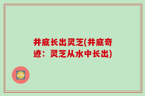 井底长出灵芝(井底奇迹：灵芝从水中长出)