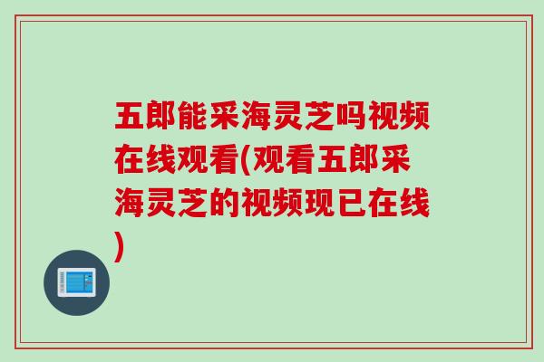 五郎能采海灵芝吗视频在线观看(观看五郎采海灵芝的视频现已在线)