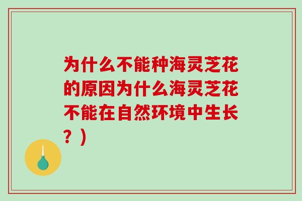 为什么不能种海灵芝花的原因为什么海灵芝花不能在自然环境中生长？)