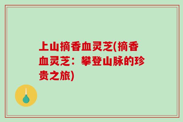 上山摘香血灵芝(摘香血灵芝：攀登山脉的珍贵之旅)