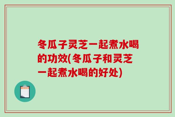 冬瓜子灵芝一起煮水喝的功效(冬瓜子和灵芝一起煮水喝的好处)
