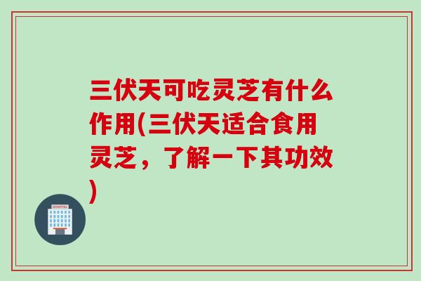 三伏天可吃灵芝有什么作用(三伏天适合食用灵芝，了解一下其功效)