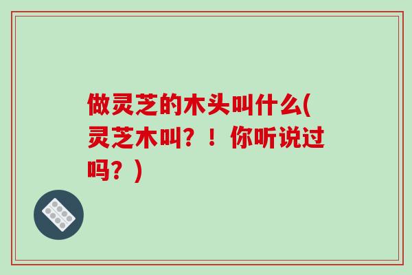 做灵芝的木头叫什么(灵芝木叫？！你听说过吗？)