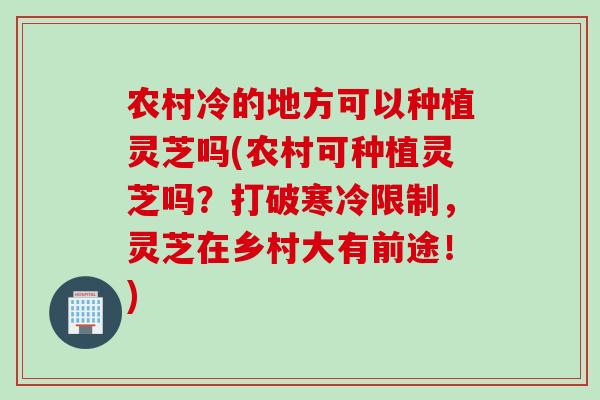农村冷的地方可以种植灵芝吗(农村可种植灵芝吗？打破寒冷限制，灵芝在乡村大有前途！)
