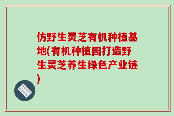 仿野生灵芝有机种植基地(有机种植园打造野生灵芝养生绿色产业链)