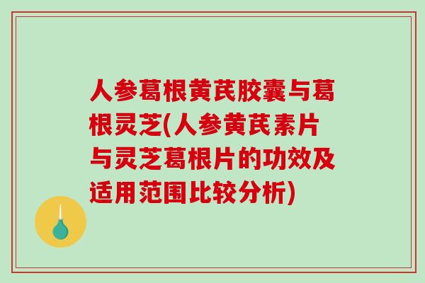 人参葛根黄芪胶囊与葛根灵芝(人参黄芪素片与灵芝葛根片的功效及适用范围比较分析)