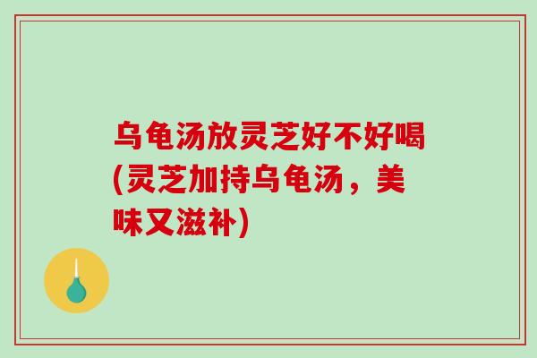 乌龟汤放灵芝好不好喝(灵芝加持乌龟汤，美味又滋补)