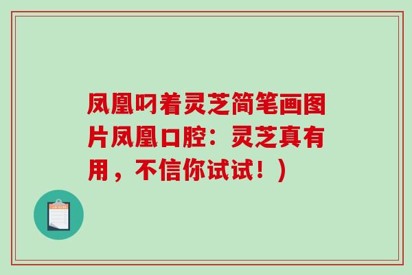 凤凰叼着灵芝简笔画图片凤凰口腔：灵芝真有用，不信你试试！)