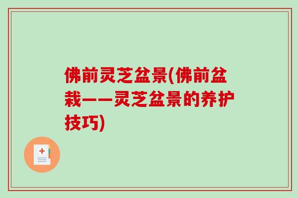 佛前灵芝盆景(佛前盆栽——灵芝盆景的养护技巧) 佛前灵芝盆景(佛前盆栽——灵芝盆景的养护技巧)