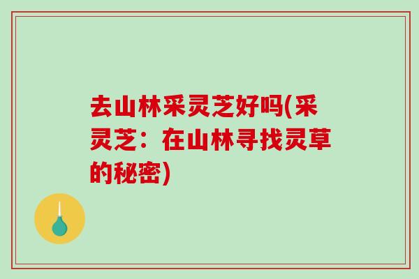 去山林采灵芝好吗(采灵芝：在山林寻找灵草的秘密)