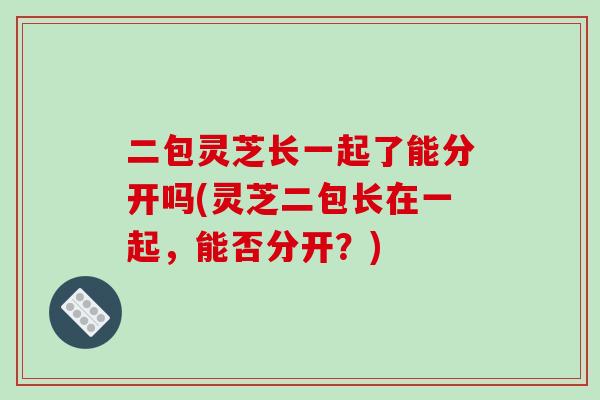 二包灵芝长一起了能分开吗(灵芝二包长在一起，能否分开？)