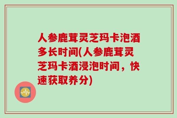 人参鹿茸灵芝玛卡泡酒多长时间(人参鹿茸灵芝玛卡酒浸泡时间，快速获取养分)
