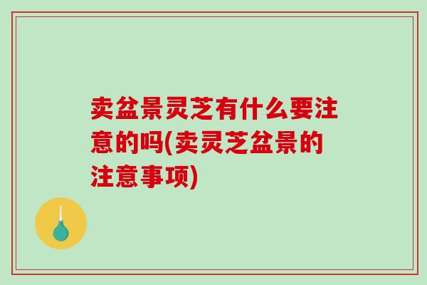 卖盆景灵芝有什么要注意的吗(卖灵芝盆景的注意事项)