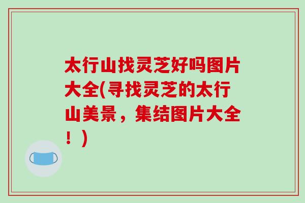 太行山找灵芝好吗图片大全(寻找灵芝的太行山美景，集结图片大全！)