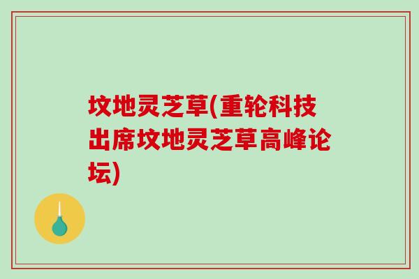 坟地灵芝草(重轮科技出席坟地灵芝草高峰论坛)