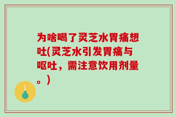 为啥喝了灵芝水胃痛想吐(灵芝水引发胃痛与呕吐，需注意饮用剂量。)